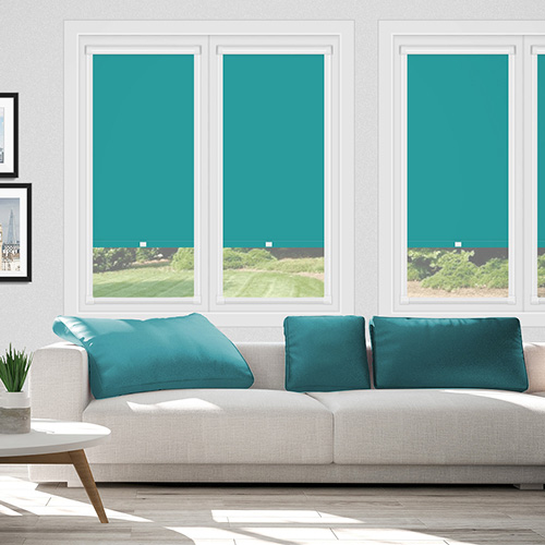 Polaris Teal in a Frame Lifestyle Blackout blinds