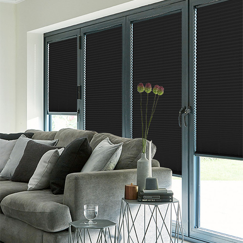 Micro Infusion Black Plain Pearl Lifestyle INTU Pleated Blinds