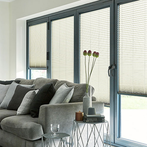 Micro Infusion Ivory Plain Pearl Lifestyle INTU Pleated Blinds