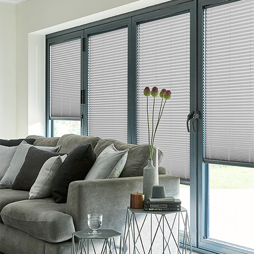 Micro Ribbons Silver Jacquard Pearl Lifestyle INTU Pleated Blinds