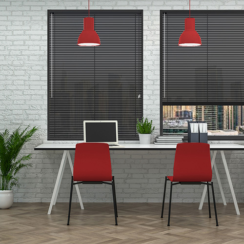 Rapture Black 25mm Aluminium Lifestyle Office Blinds