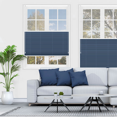 Voile Snow & Blenheim Indigo Blockout Lifestyle Pleated blinds