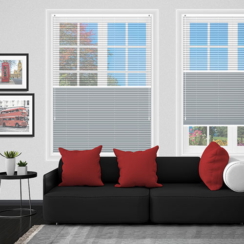 Voile Snow & Lexington Dove Grey Blockout Lifestyle Pleated blinds