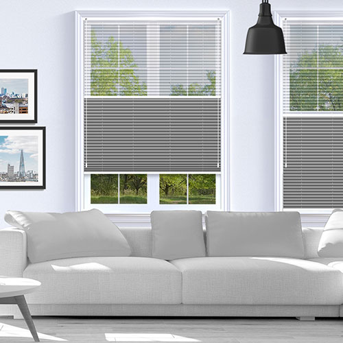 Voile Snow & Lexington Grey Blockout Lifestyle Pleated blinds