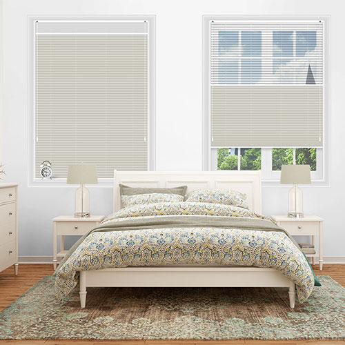 Voile Snow & Lexington Taupe Blockout Lifestyle Pleated blinds