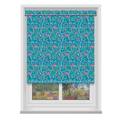 Tree of Life Teal with Cassette Lifestyle Roller blinds