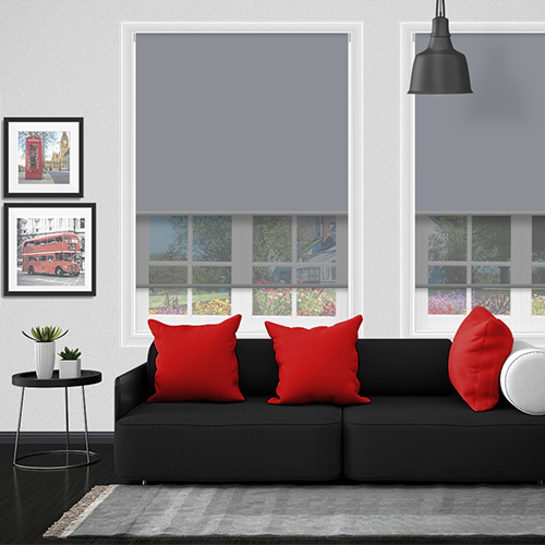 Double Roller Gable & Dark Grey Voile Lifestyle Roller blinds