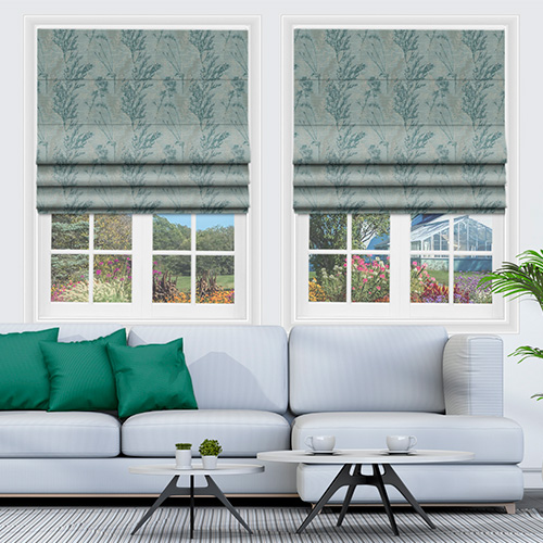 Sakura Keshiki Teal Lifestyle Roman blinds