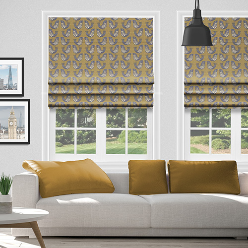 Scandi Birds Mustard Lifestyle Roman blinds