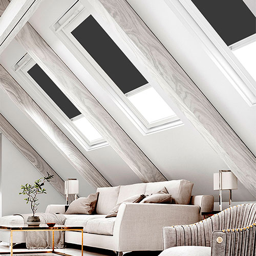 Bella Noir Blockout Lifestyle FAKRO Skylight Blinds