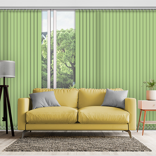 Polaris Green 89mm Dimout Lifestyle Vertical blinds