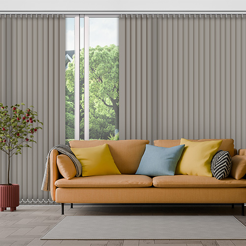 Polaris Taupe 89mm Dimout Lifestyle Vertical blinds