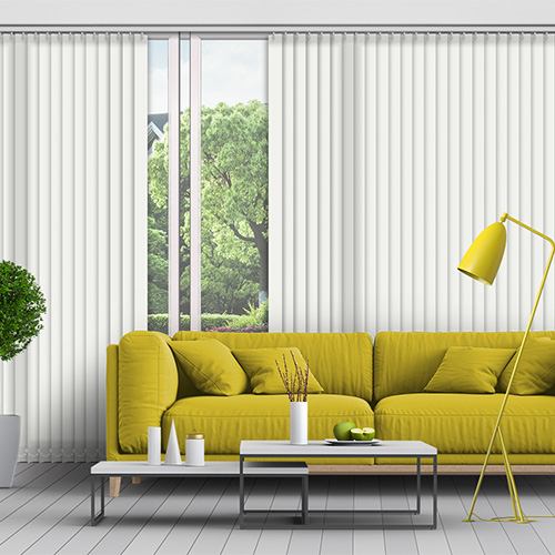 Polaris White 89mm Dimout Lifestyle Vertical blinds