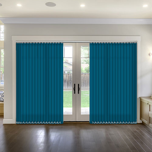 Polaris Deep Teal Dimout Lifestyle Vertical blinds