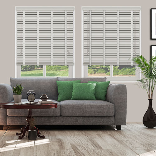 Moonshine & Light Grey Tape Lifestyle Wooden blinds