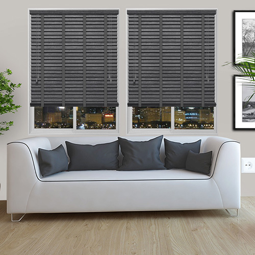 Raven Black & Dark Grey Tape Lifestyle Wooden blinds